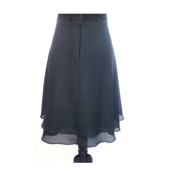 Vintage 90’s Black Lace Bodice Sleeveless Tiered Dress w/Wrap Sz 14 - Picture 7 of 9